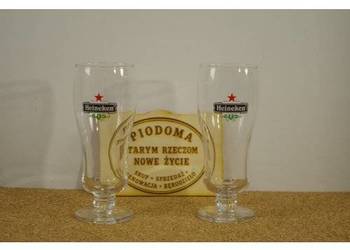 Komplet 2 pokali do piwa Heineken – firmowe szkło na nóżce