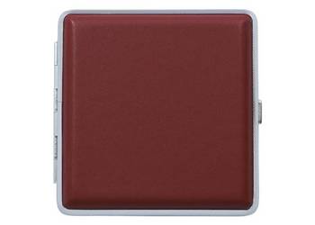 Metalowa Papierośnica Pokryta Gładką Ekoskórą w Kolorze Miodowego Brązu