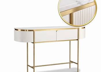 Konsola glamour ecru złota Bueno z marmurem 140x36x86