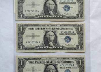 O nr 7 – USA 1 Dollar 1957 Silver Certificate – 3 banknoty Blue Seal