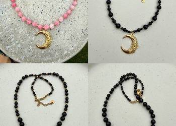 Naszyjnik choker kamienie naturalne turmalin czarny turmalin różowy