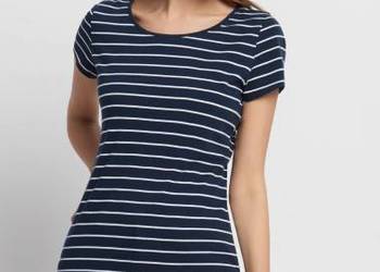 Granatowy t-shirt w paski Orsay