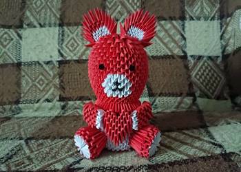 Duży Miś Czerwony Origami Modułowe 3D