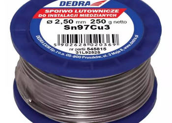 LUT Z TOPNIKIEM, SPOIWO LUTOWNICZE DEDRA 31L92525 2,5MM 250G 97%SN SN97CU3