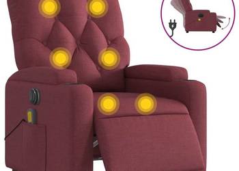 vidaXL Rozkładany fotel masujący, elektryczny, winna czerwień,(SKU:3204701)