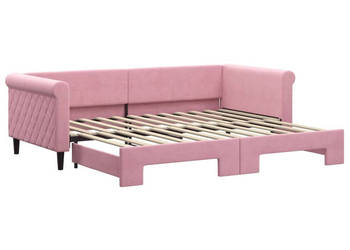 Sofa rozsuwana różowa aksamit 90x200 cm WM-3197774