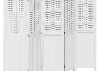Parawan pokojowy 5-panelowy biały lite drewno paulowni WM-358725