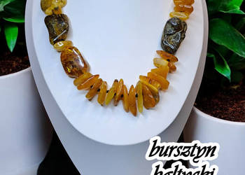 Korale z bursztynu, bursztyn bałtycki mleczne z bryłkami ciemnymi #283 Korale z bursztynu, bursztyn bałtycki mleczne z bryłkami ciemnymi #283