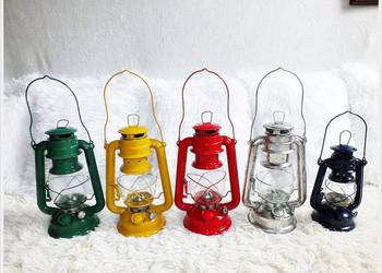 Stare Lampy naftowe komplet 5szt. Śliczne kolorowe latarenki z PRL