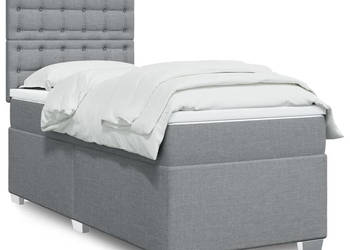 Łóżko kontynentalne z materacem jasnoszare tkanina 80x200 cm WM-3292629