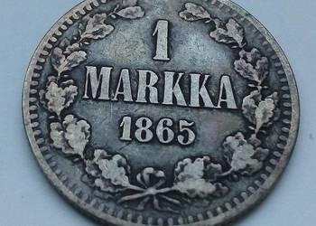 FINLANDIA-1 MARKKA-1865 r-S- SREBRO (0,868) ZABÓR ROSYJSKI