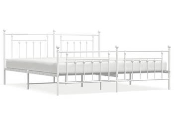 Łóżko Metalowe Białe Rama Łóżka Ze Stelażem Biała 193x203 cm WM-353610