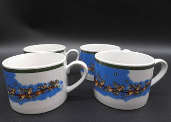 Zestaw 4 Porcelanowych Kubków Świątecznych