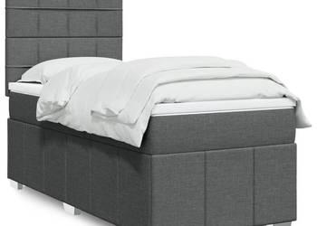 Łóżko kontynentalne z materacem ciemnoszara tkanina 90x200 cm WM-3291552