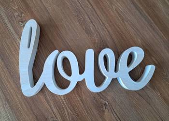używany drewniany napis love można postawić lub powiesić wym 33x19x3 cm st