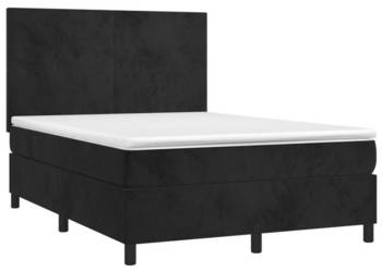 Łóżko z Materacem Kontynentalne Czarne Aksamit LED 140x190cm WM-3136001