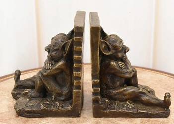 Podpórki Pod Książki - Ograniczniki - Siedzące Gargulce - Figura z Brązu