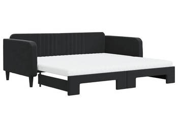 Sofa rozsuwana z materacami czarna aksamit 100x200 cm WM-3197098