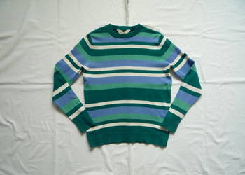 H&M 134/140 Sweter z pasy niebieskie zielone Jak Nowy