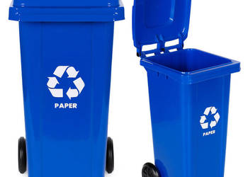 Kosz na śmieci pojemnik 120L kubeł śmietnik niebieski makulatura gumowe ko…