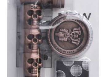 Lufka Metalowa z Motywem Czaszek + Młynek + 5 Sitek  D&K – Brązowy