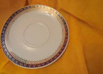 Talerzyk podstawek porcelana Wawel biel złoto kobalt