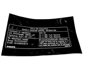 VOLVO XC90 naklejka ograniczenie emisji spalin oryginalna 31484714 OE