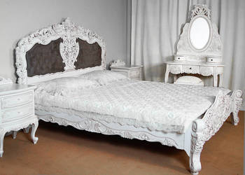 Nowe Łóżko białe tapicer. 140x200 cm barok rokoko 78245t