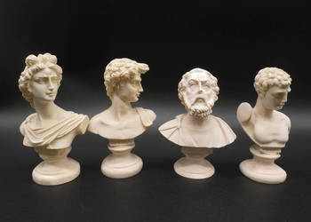 Zestaw czterech klasycznych popiersi rzeźbiarskich