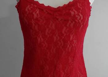 Koszulka Bieliźniana Czerwona Koronkowa Top by UK 42