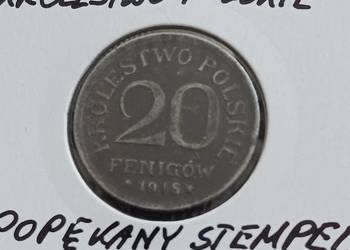 20 Fenigów Królestwo Polskie 1918 r.-spękany stempel-nr. 1