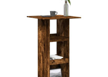 Stolik barowy z półkami przydymiony dąb 60x60x102 cm WM-854332