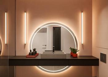 Lustro łazienkowe okrągłe w dwóch częściach z podświetleniem WIRO LED I