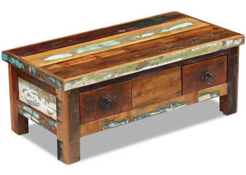 Stolik kawowy z szufladami z drewna odzyskanego 90x45x35 cm WM-243321