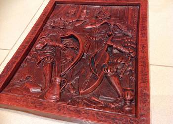 Stary Obraz Płaskorzeźba z Wosku Sygnowany