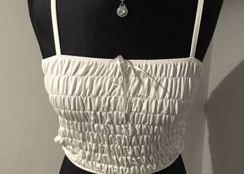 Nowy biały marszczony crop top Elite Model's Fashion