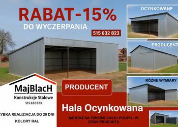 Zadaszona Wiata Ocynkowana / Garaż Blaszany /HALA / Montaż Gratis  – Maj-Bl