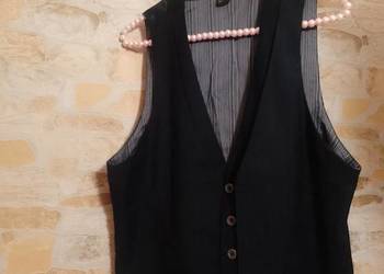 (S/48) H&M/ Granatowa kamizelka garniturowa z patką