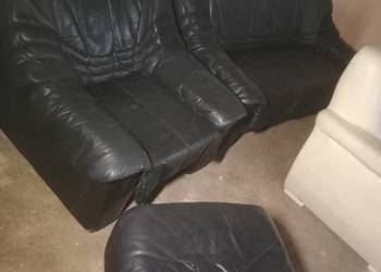 Czarna kanapa rozkładana skórzana fotel pufa biała kanapa sofa biuro