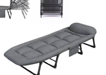 Składane łóżko kempingowe | Stalowa konstrukcja + miękka baza | 200 cm dług