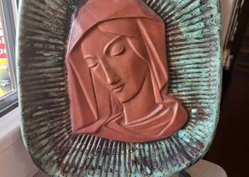 Płaskorzeźba ceramiczna głowa Maryji BDB