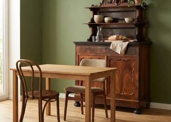 Francuski KREDENS orzechowy drewniana KOMODA z nadstawką do SALONU JADALNI