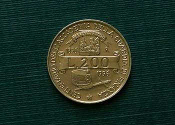 WŁOCHY - 200 lirów 1996r.100-lecie Akademii Służby Podatkowe WŁOCHY - 200 lirów 1996r.100-lecie Akademii Służby Podatkowe