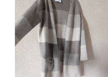 American Vintage długi oversize ciepły luźny sweter kardigan ombree