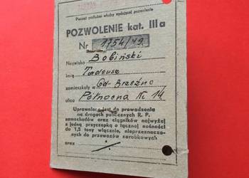 ( 930 ) Pozwolenie na Prowadzenie Pojazdów z 1949 r.