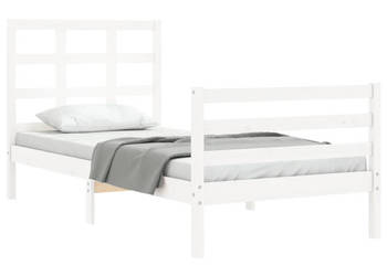 Rama łóżka z wezgłowiem biała lite drewno WM-3193952