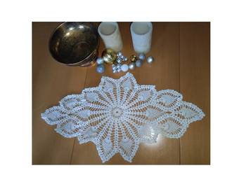 serwetka serweta obrus owalny bieżnik ręcznie robiony szydełkowy ażurowy