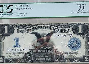 Banknot 1 $ 1899 "Black Eagle" Silver Certificate PCGS 30 Banknot 1 $ 1899 "Black Eagle" Silver Certificate PCGS 30