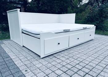 IKEA HEMNES Łóżko Leżanka z 3 szufladami, 2 materace, białe Transport