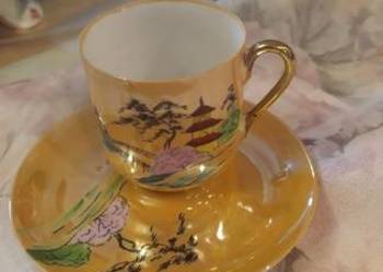 Filiżanka złota porcelana Klimax Satsuma 1930r Japonia